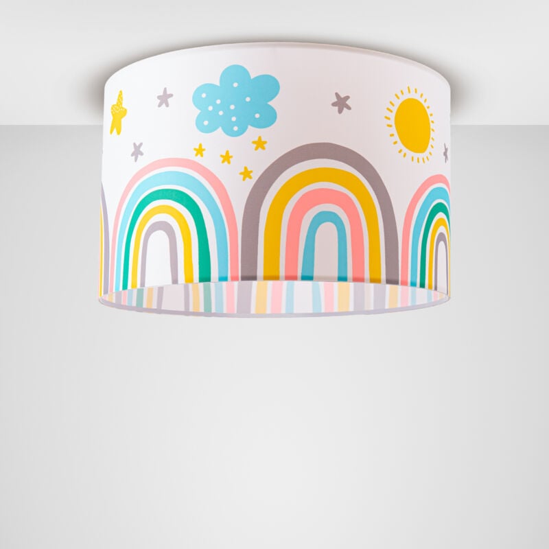 Kinderlampe Lampe Babyzimmer Regenbogen Sterne Stehlampe Tischlampe Deckenlampe Deckenleuchte - Weiß, Mehrfarbig 1 (Ø45.5 cm) - Paco Home