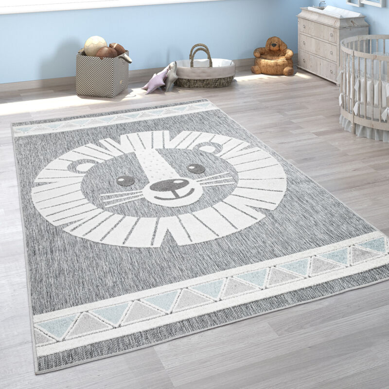 Paco Home - Kinderteppich Kinderzimmer Outdoorteppich Spielteppich Tiermotive Modern 3D Grau, 120x160 cm