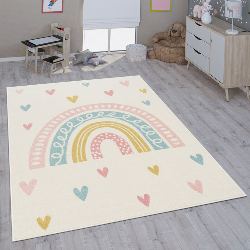 Paco Home - Kinderteppich Teppich Kinderzimmer Mädchen Jungs Verschiedene Motive Und Größen 120 cm Rund, Creme 4