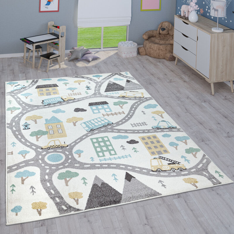 Paco Home - Kinderteppich Teppich Kinderzimmer Mädchen Jungs Verschiedene Motive Und Größen 80x150 cm, Creme 3