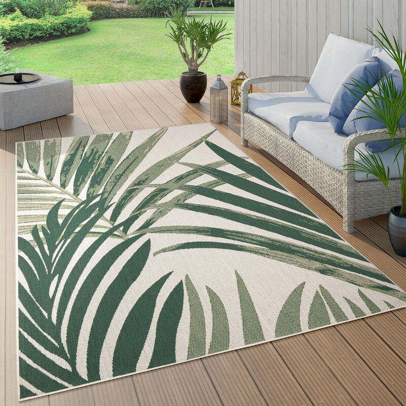 Paco Home Outdoor Teppich Wetterfest Balkon Palmen Dschungel Florales Boho Muster Grün 60x100 cm, Grün 11