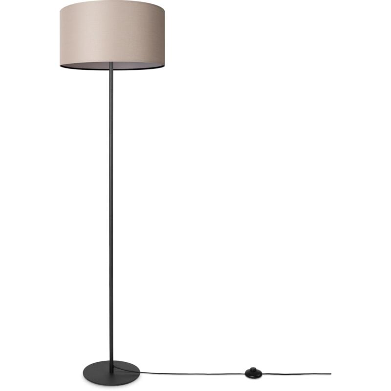 Paco Home Stehleuchte Wohnzimmer Schlafzimmer Dreibein Stofflampenschirm Stehlampe E27 Uni Stehleuchte-Schwarz - Typ 1, Beige (Ø38 cm)
