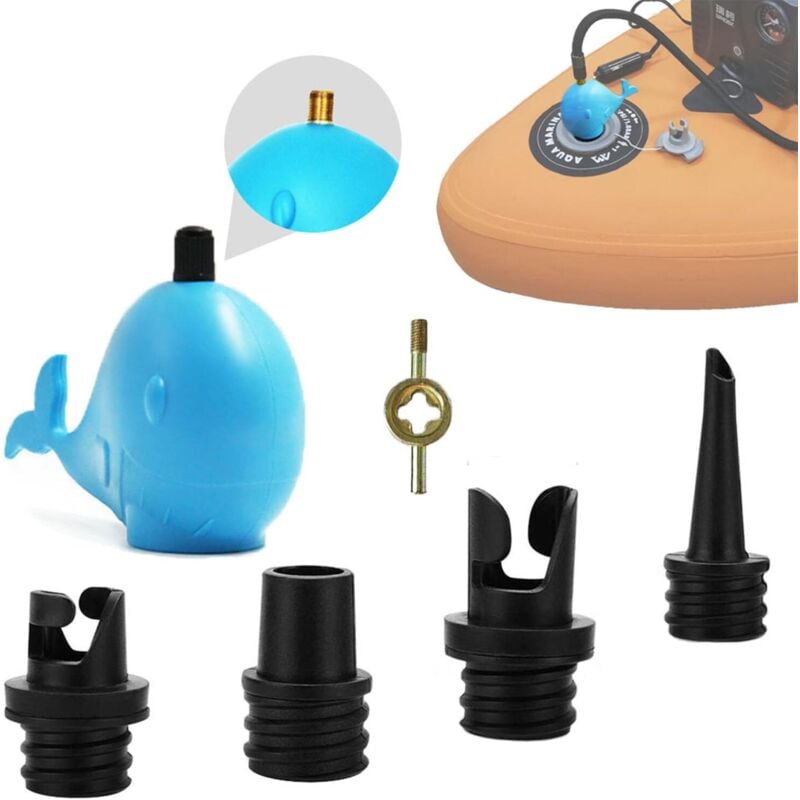 Paddle Board Pumpenadapter, Kajakpumpenadapter mit 4 Luftventildüsen für Kajak/Luftbett/Stand Up Paddle Board/Boot, Luftventilkonverter