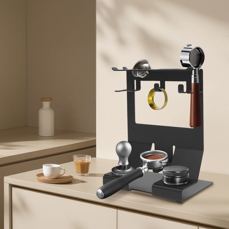 Paddling Station, Aufbewahrungshalterung für Kaffeezubehör, multifunktionale Paddling Station aus Metall, 58 mm, Pulverpresse, Pulverspender mit