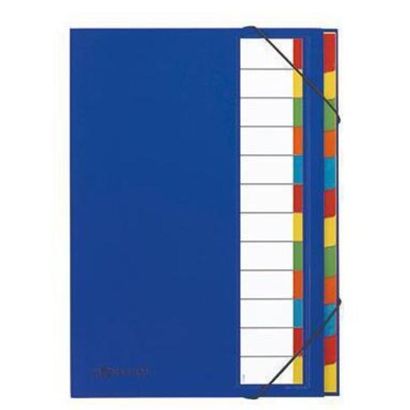 Ordnungsmappe Deskorganizer Premium din A4 225g/m² Karton Polypropylenfolie kaschiert Farbe: blau Farbe des Fächerblocks: mehrfarbig 12 Fächer