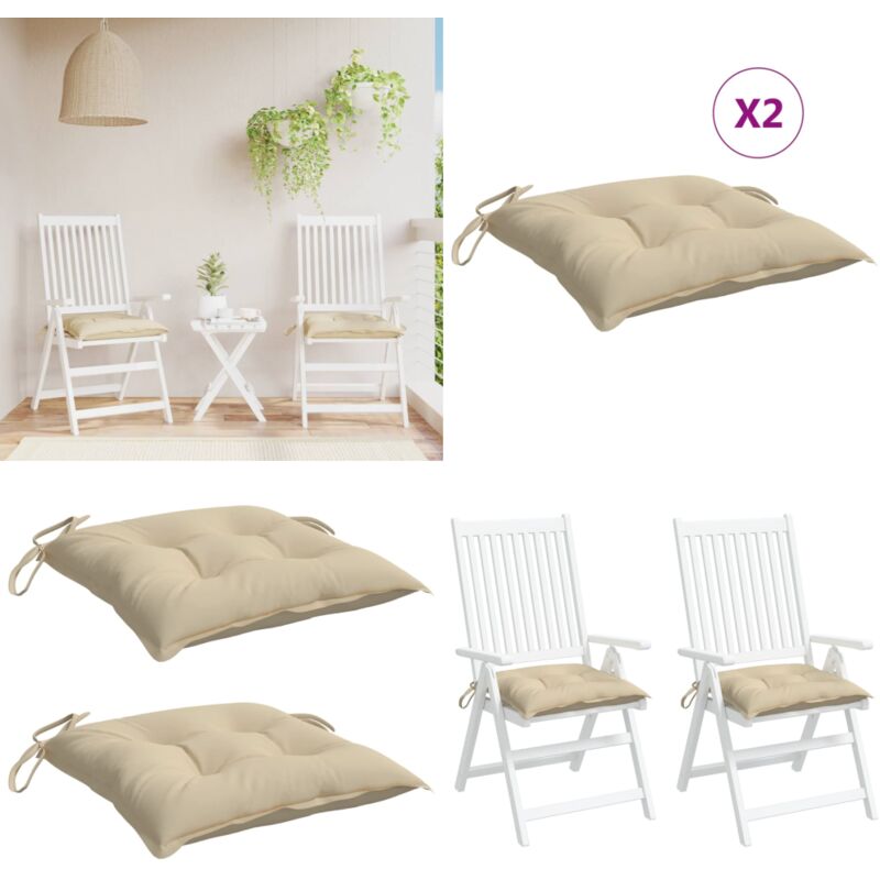 Palettenkissen 2 Stk. Beige 50x50x7 cm Oxford-Gewebe - Sitzkissen - Gartenkissen - Terrasse Kissen - Palettenkissen - Outdoor Kissen - Home & Living