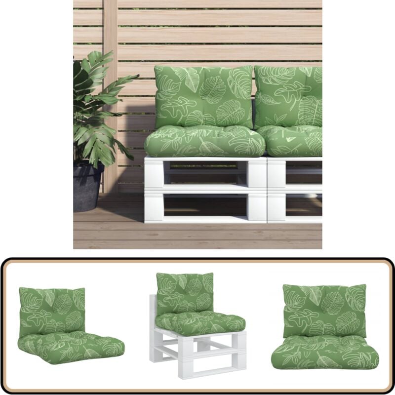 Palettenkissen 2 Stk. Blattmuster Oxford-Gewebe - Gartenkissen - Outdoorkissen - Polstersitz - Palettenkissen - Sitzauflage