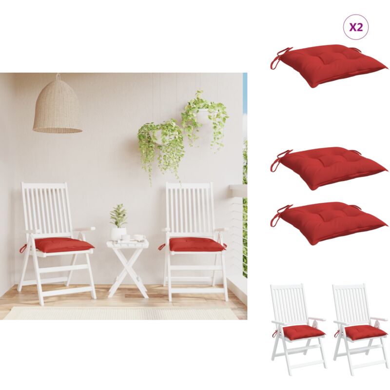 Palettenkissen 2 Stk. Rot 50x50x7 cm Oxford-Gewebe - Sitzkissen - Gartenkissen - Outdoorkissen - Polstersitz - Terrasse