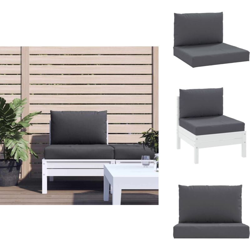 Palettenkissen 2-tlg. Anthrazit Oxford-Gewebe - Sitzkissen - Gartenkissen - Balkonkissen - Lounge Cushion - Außenkissen