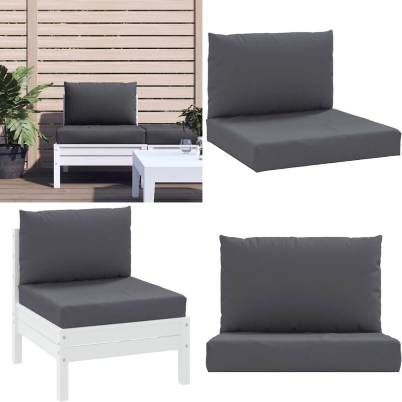 Palettenkissen 2-tlg. Anthrazit Oxford-Gewebe - Sitzkissen - Gartenkissen - Balkonkissen - Lounge Cushion - Außenkissen - Home & Living