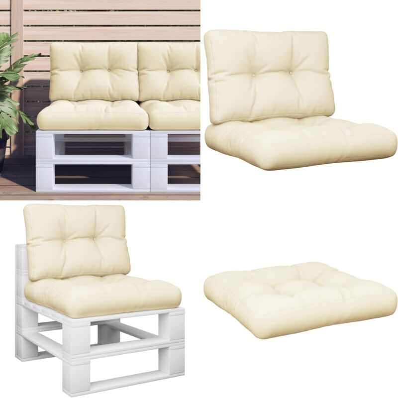 Palettenkissen 2-tlg. Creme Stoff - Sitzkissen - Palettenkissen - Gartenkissen - Outdoorkissen - Wohnzimmerdekoration - Home & Living