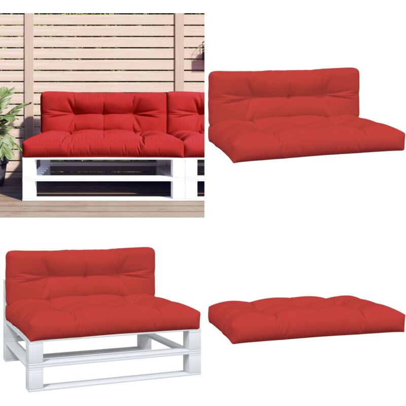 Palettenkissen 2-tlg. Rot Stoff - Gartenkissen - Außenkissen - Polstersitz - Balkondekoration - Terrasse Dekorieren - Home & Living