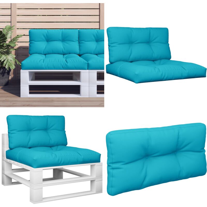 Palettenkissen 2-tlg. Türkis Stoff - Sitzkissen - Gartenkissen - Balkonkissen - Polstersitz - Außenkissen - Home & Living