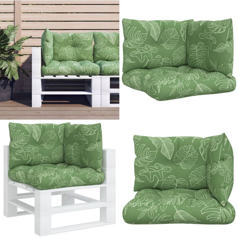 Palettenkissen 3 Stk. Blattmuster Oxford-Gewebe - Gartenkissen - Outdoorkissen - Balkonkissen - Lounge Set - Rattan Möbel - Home & Living