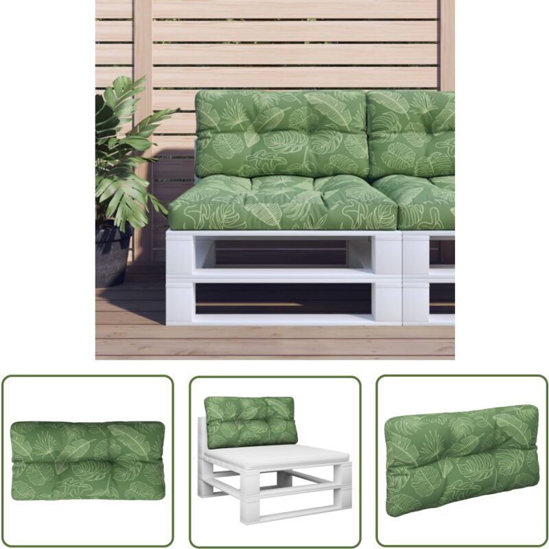The Living Store Palettenkissen Blattmuster 70x40x12 cm Stoff - Sitzkissen - Palettenkissen - Gartenkissen - Outdoorkissen - Balkonkissen