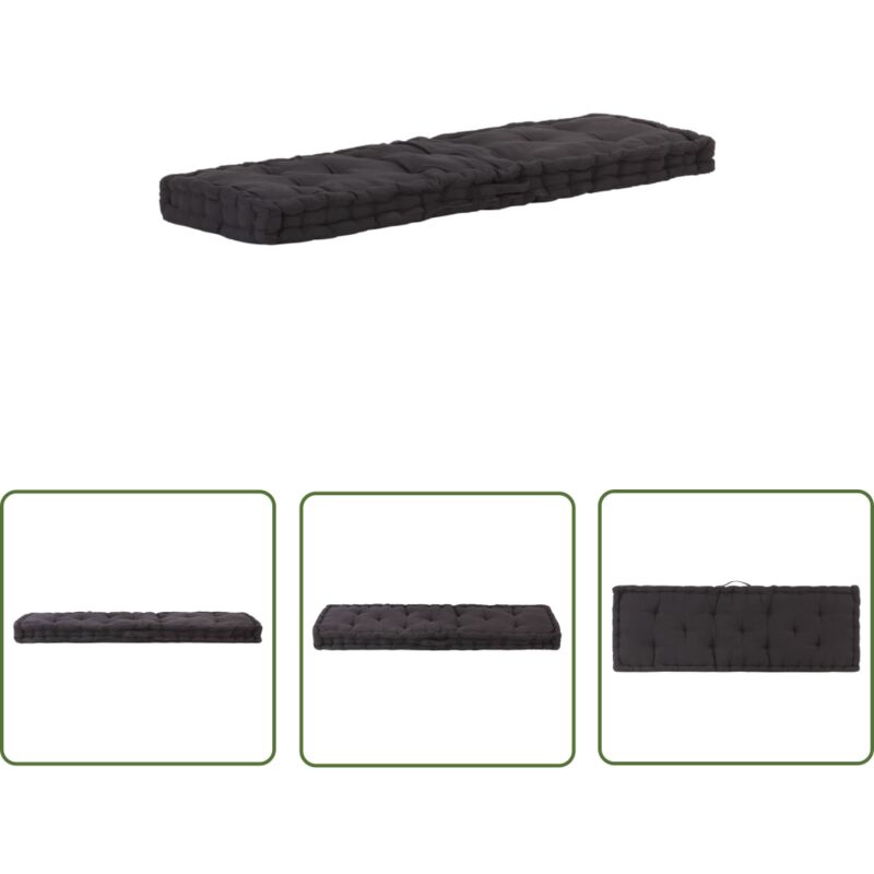 The Living Store Palettenkissen Baumwolle 120×40×7 cm Schwarz - Sitzkissen - Palettenkissen - Outdoorkissen - Gartenkissen - Loungekissen