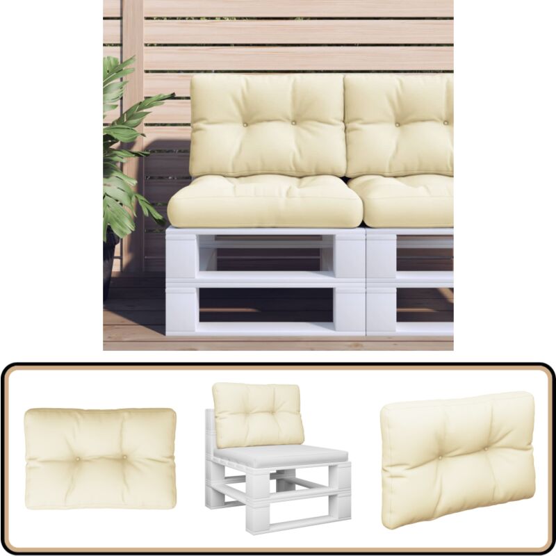 Palettenkissen Creme 50x40x12 cm Stoff - Sitzkissen - Palettenkissen - Gartenkissen - Außenkissen - Cremefarbenes Kissen