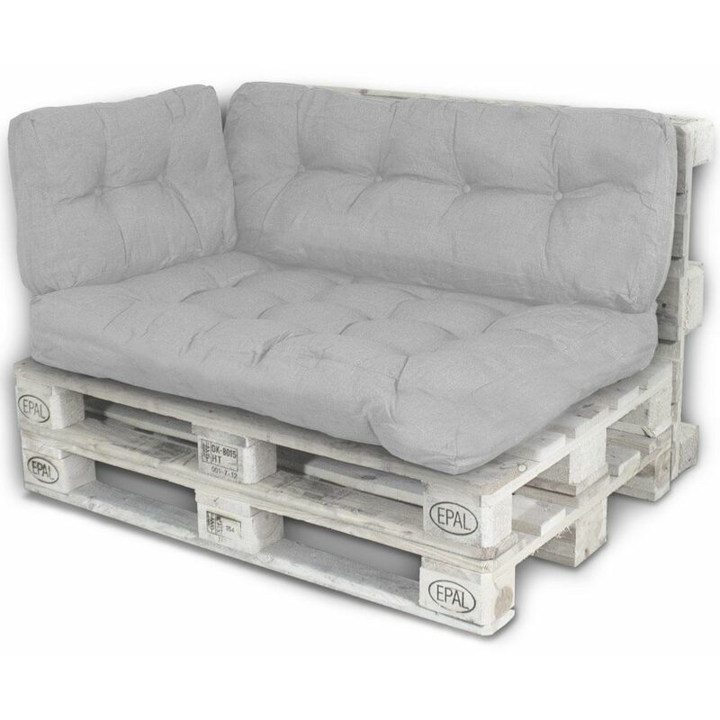 Lacestone - Palettenkissen Palettenauflagen Sitzkissen Rückenlehne Kissen Palette Polster Sofa Couch Set Hellgrau - Sitzfläche + Rückenteil +