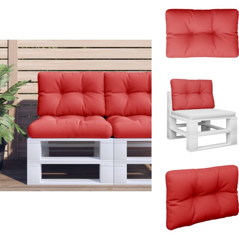 Palettenkissen Rot 50x40x12 cm Stoff - Sitzkissen - Palettenkissen - Gartenkissen - Außenkissen - Polyesterkissen