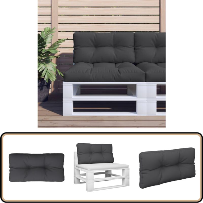 Palettenkissen Schwarz 70x40x12 cm Stoff - Sitzkissen - Palettenkissen - Gartenkissen - Outdoorkissen - Polstersitz