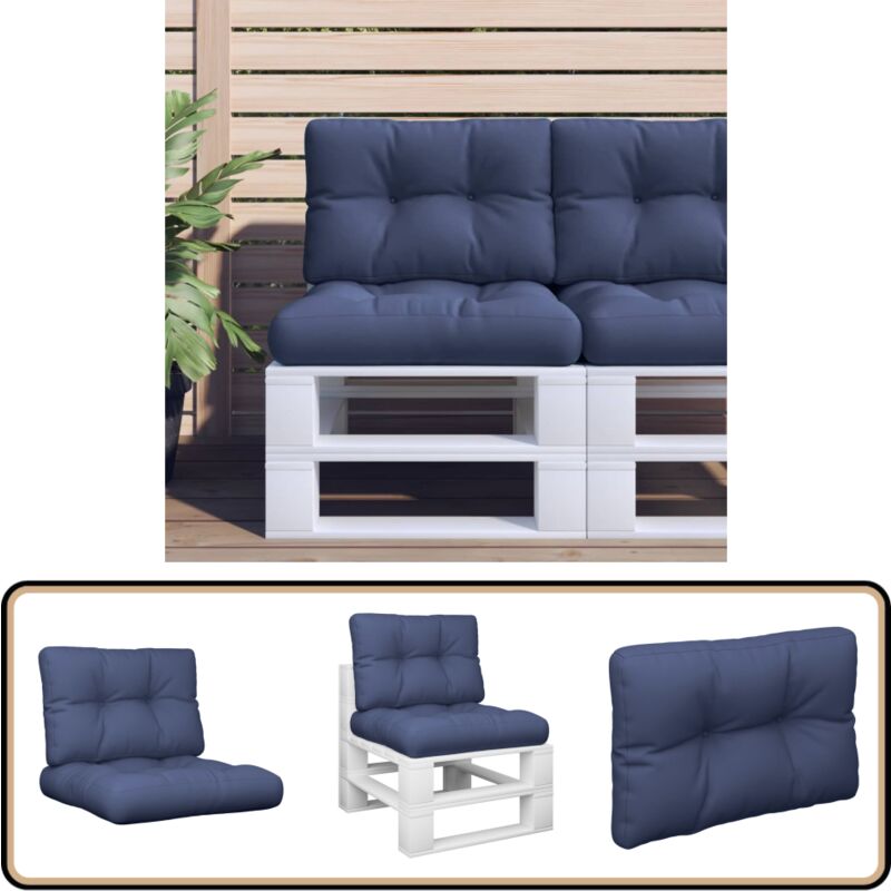 Palettenkissen-Set Marineblau 60x40x12 cm Stoff - Gartenkissen - Sitzkissen - Polstersitz - Außenkissen - Balkonkissen