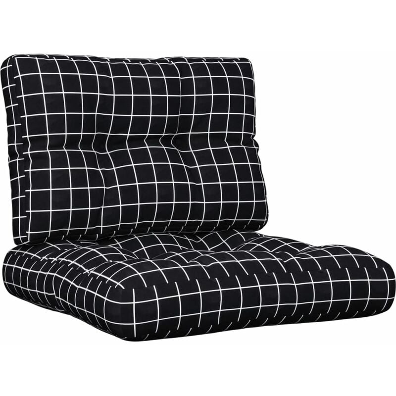 Palettenkissen 2-tlg. Schwarz Karomuster Stoff Vidaxl