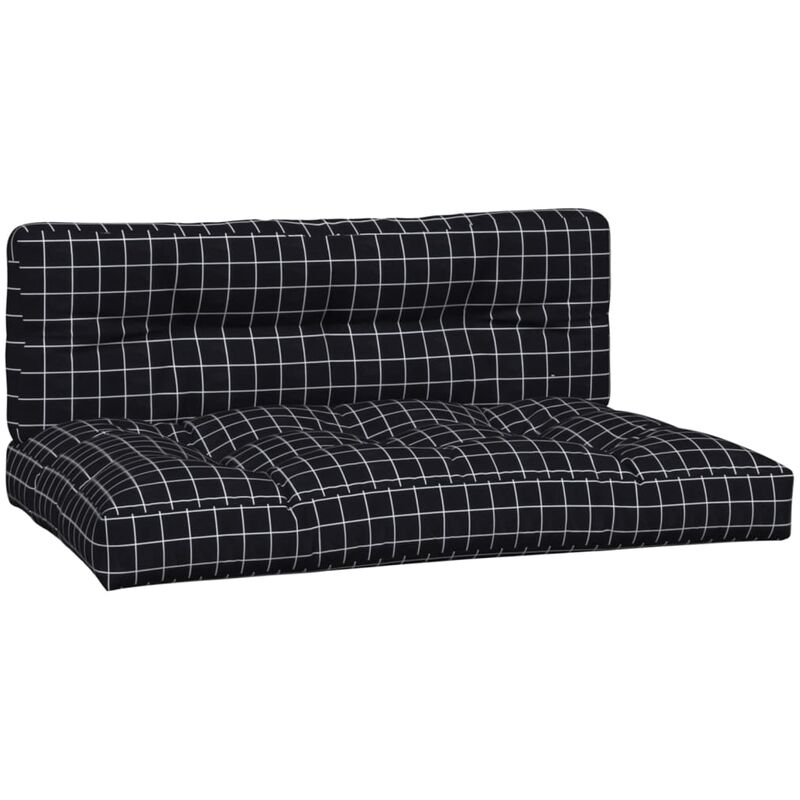 Palettenkissen 2-tlg. Schwarz Karomuster Stoff vidaXL