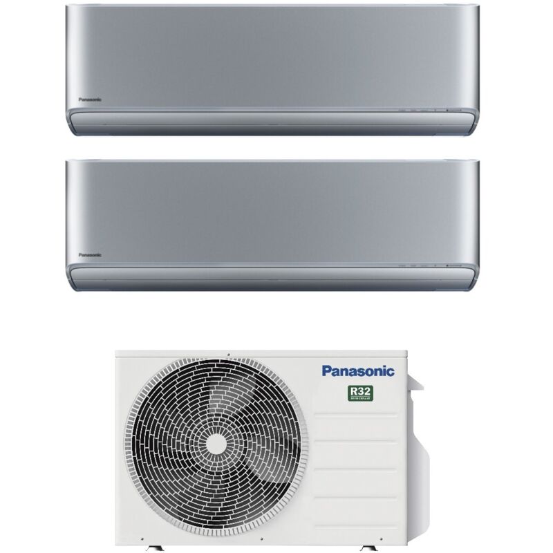 Panasonic - Dual Split Inverter-Klimagerät Serie Etherea Silver 9+9 mit CU-2Z41TBE R-32 Wi-Fi Integrated 9000+9000 Silver