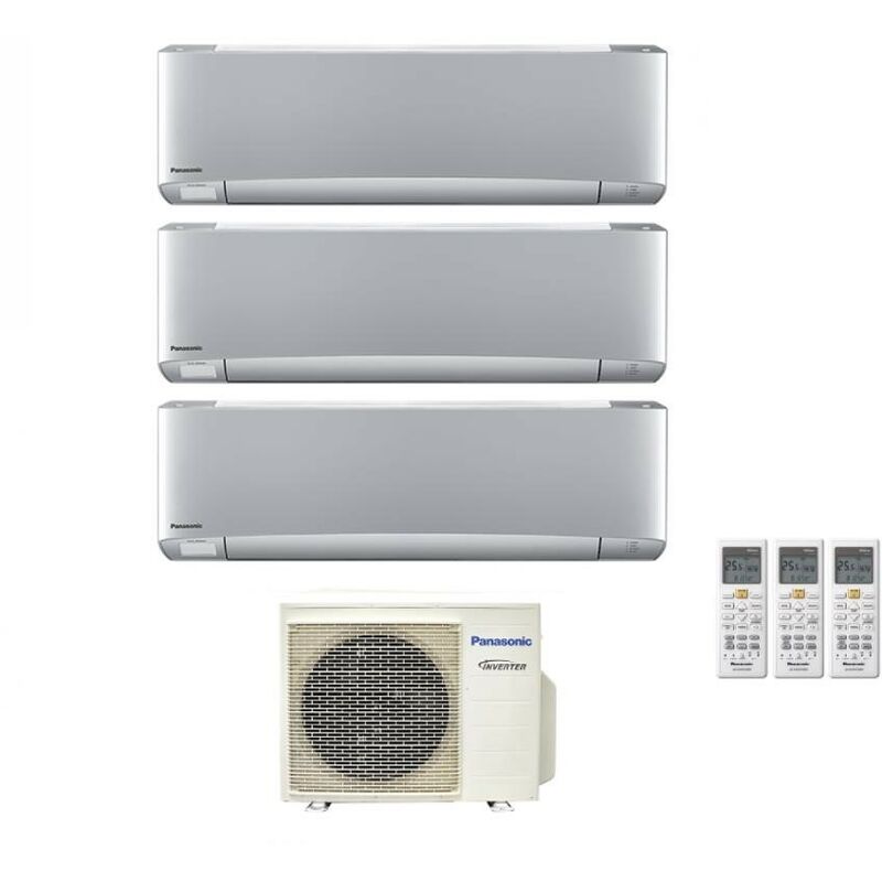 Panasonic - Trial Split Inverter-Klimagerät Serie Etherea Silver 9+9+9 mit CU-3Z52TBE R-32 Wi-Fi Integrated 9000+9000 Silver