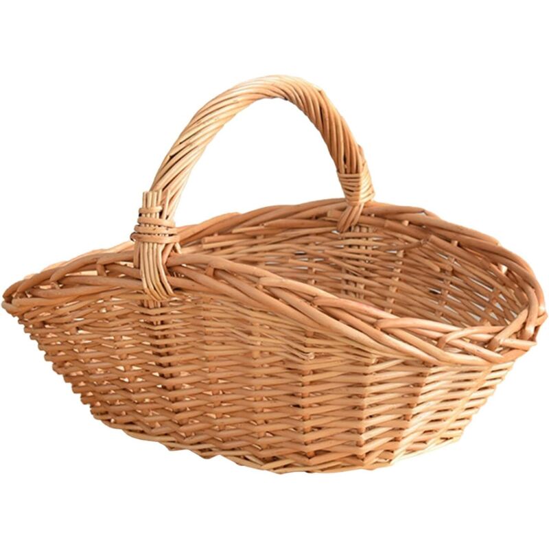 Weidenkorb mit Henkel, Kinderpicknickkorb 25x30 cm, geblümter Picknickkorb für Ostern, Süßigkeiten, Spielzeugaufbewahrung, Obst und Gemüse
