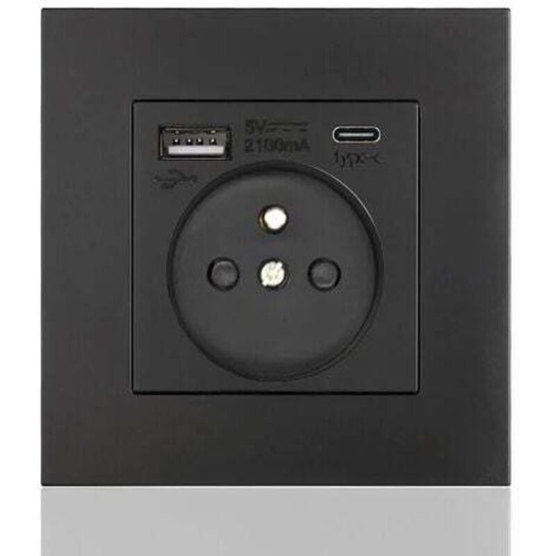 Französisches Typ-C + USB16A Typ 86-Steckdosenfeld, Anzahl der Steckdosen: 2 Löcher, Anzahl der USB-Anschlüsse: 1, Anzahl der Typ-C-Anschlüsse: 1,