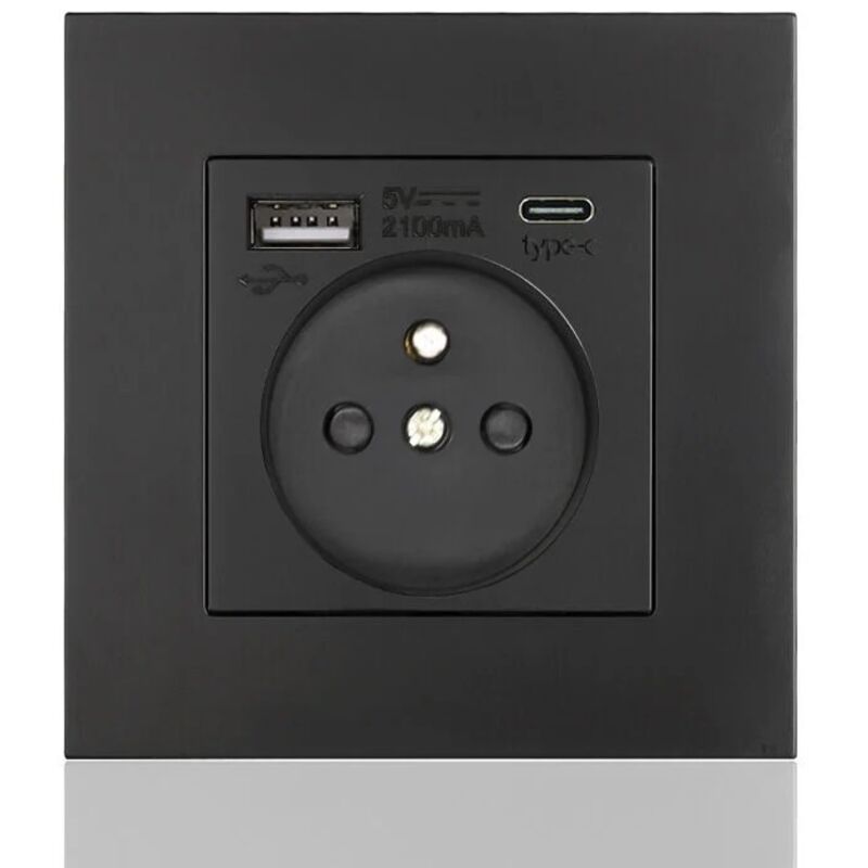 Typ C + USB16A Steckdosenleiste Typ 86, Anzahl der Steckdosen: 2 Löcher, Anzahl der USB-Anschlüsse: 1, Anzahl der Typ C-Anschlüsse: 1, sicher und