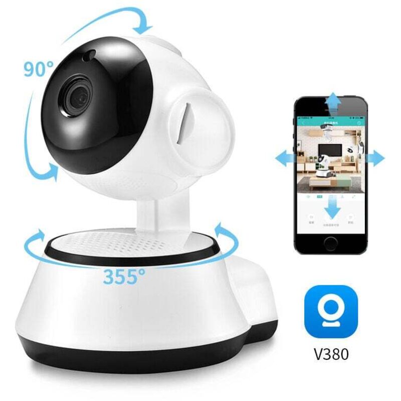 Panorama-Überwachungskamera V380 Pro WiFi IP-Kamera, kabelloses Heimsicherheitsgerät, Audioaufzeichnung, Video-Babyphone für den Innenbereich