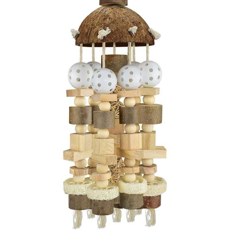 Papageienspielzeug, großes Naturholzspielzeug, Nagerkäfig, geeignet für Aras und Papageien