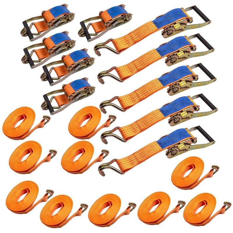 10x Spanngurt 5t 10m 2500 daN 5000 daN kg Zurrgurte LKW Anhnger 5 tone Straps 10x Spanngurt Zurrgurte Spanngurte 50mm Orange