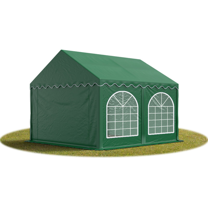 TOOLPORT Festzelt Partyzelt 3x3 m PREMIUM, hochwertige PVC Plane 750 N in dunkelgrün 100% wasserdicht mit Bodenrahmen
