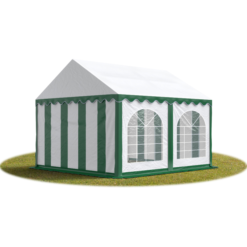 Festzelt Partyzelt 3x4 m premium, hochwertige pvc Plane 750 n in grün-weiß 100% wasserdicht mit Bodenrahmen - Toolport