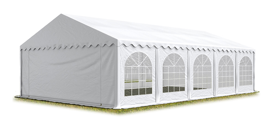 Toolport Festzelt Partyzelt 6x10 m schwerentflammbar premium, hochwertige pvc Plane 750 n in weiß 100% wasserdicht mit Bodenrahmen