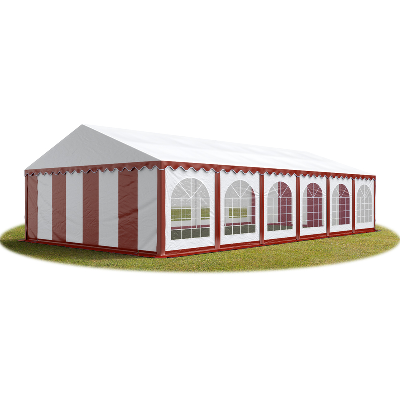Festzelt Partyzelt 6x12 m premium, hochwertige pvc Plane 750 n in rot-weiß 100% wasserdicht mit Bodenrahmen - Toolport