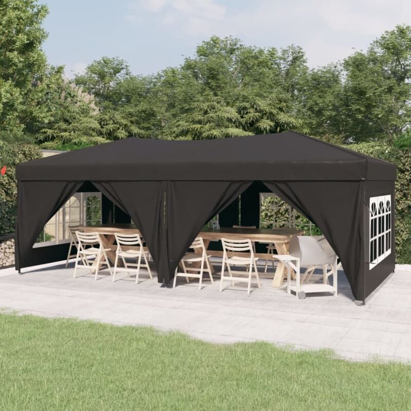Partyzelt Faltbar Familienzelt Faltzelt für Camping/Markt/Festival Pavillon Faltbar mit Seitenwänden Anthrazit 3x6 m XDGN188048 Bonnevie