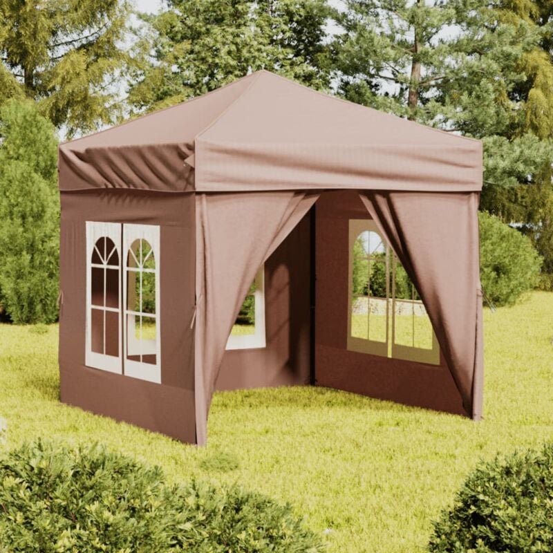 Partyzelt Faltbar Familienzelt Faltzelt für Camping/Markt/Festival Pavillon Faltbar mit Seitenwänden Taupe 2x2 m XDGN599623 BonneVie