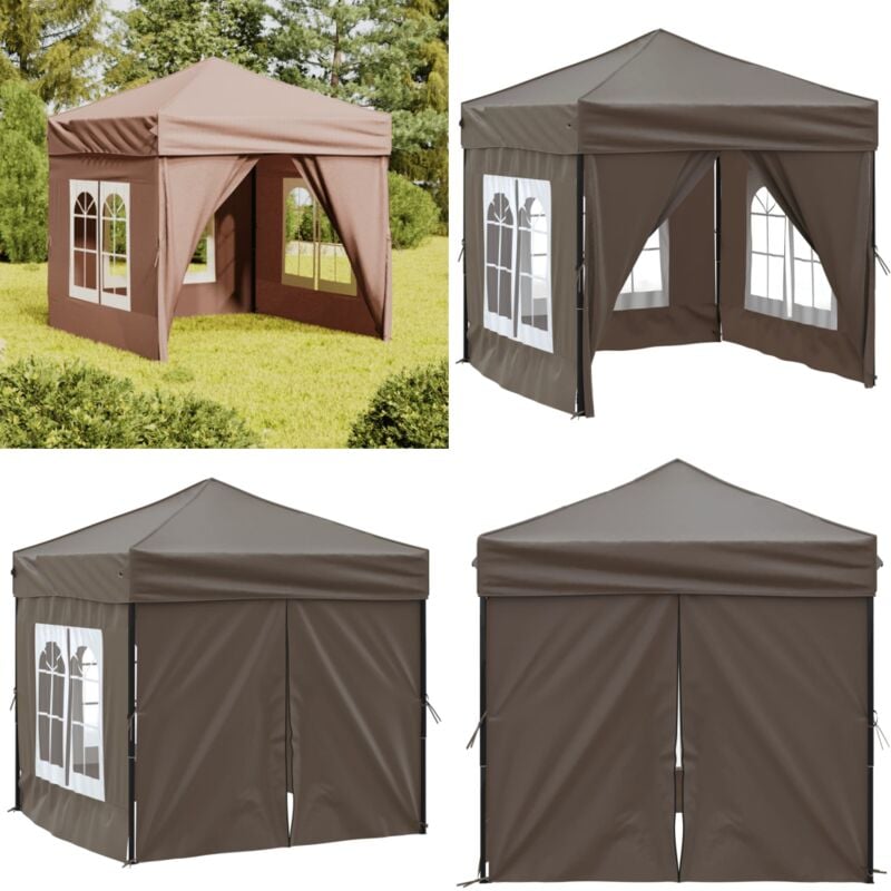Vidaxl - Partyzelt Faltbar mit Seitenwänden Taupe 2x2 m - Outdoor-Zelt - Partyzelt - Sonnensegel - Gartenpavillon - Campingzelt - Home & Living