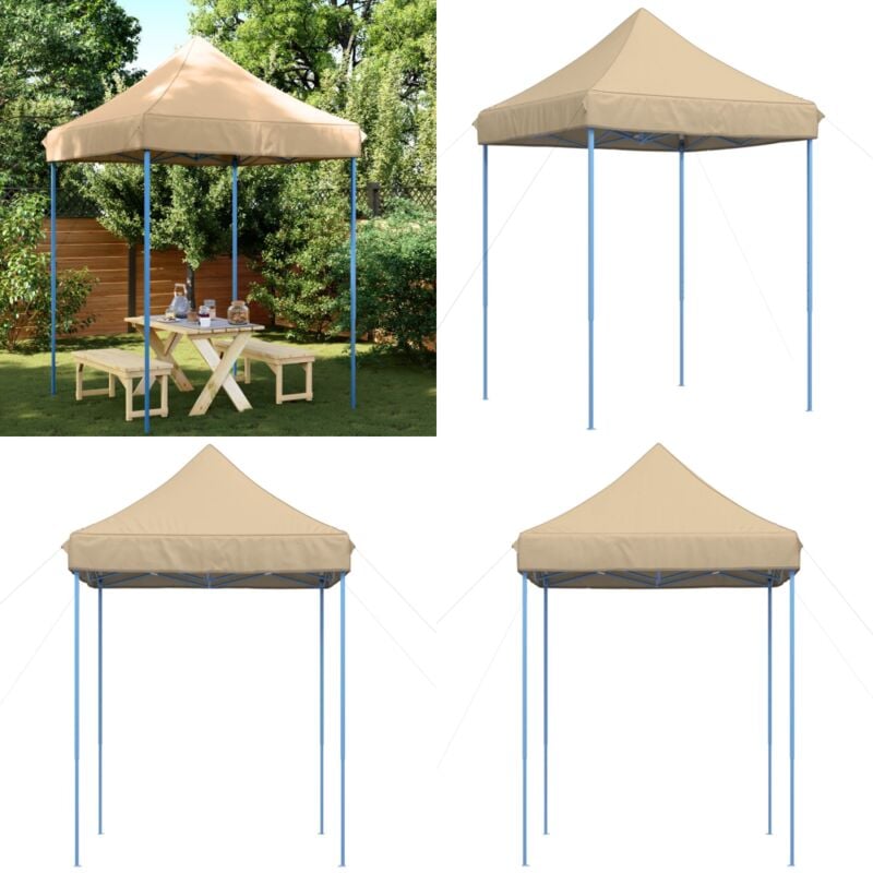 Partyzelt Faltbar Pop-Up Beige 200x200x306 cm - Outdoor-Pavillon - Gartenpavillon - Markise - Sonnenschutz - Festzelt - Home & Living