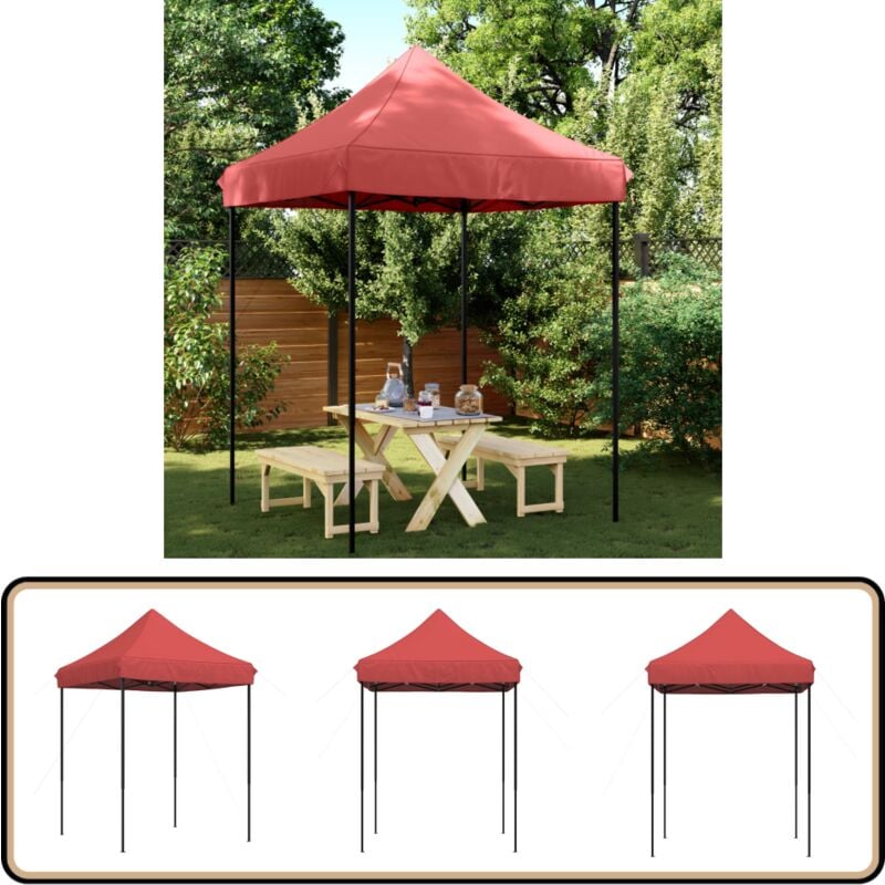 Partyzelt Faltbar Pop-Up Burgunderrot 200x200x306 cm - Outdoor-Pavillon - Gartenzelt - Partyzelt - Festzelt - Markise