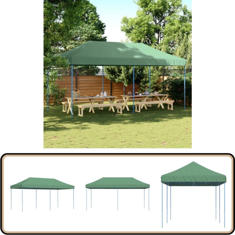 Partyzelt Faltbar Pop-Up Grün 580x292x315 cm - Outdoorzelt - Gartenpartyzelt - Festzelt - Eventzelt - Markise