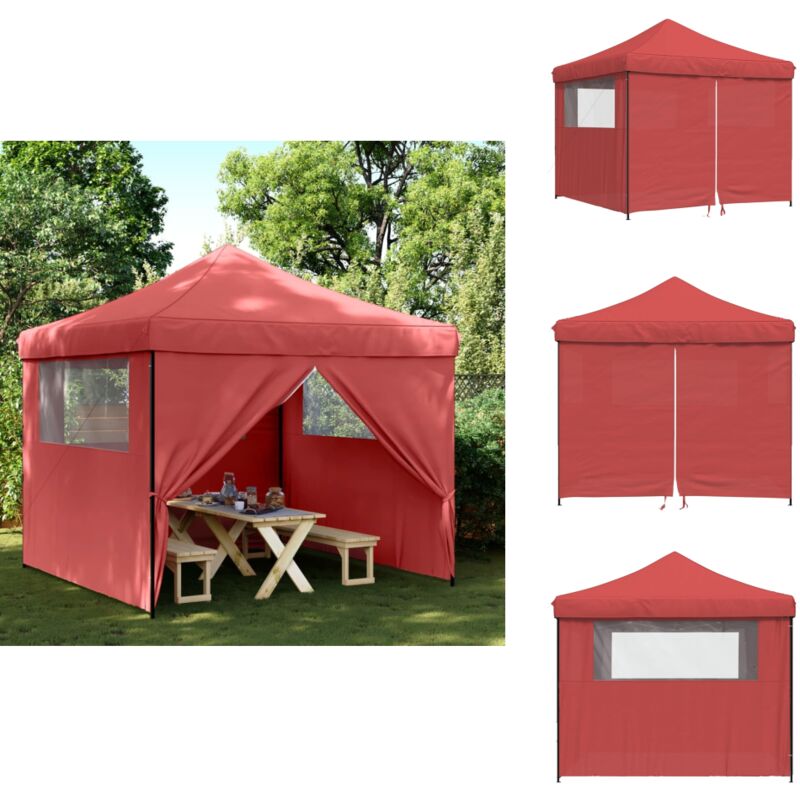 Partyzelt Faltbar Pop-Up mit 4 Seitenteilen Burgunderrot - Outdoor-Pavillon - Partyzelt - Festzelt - Gartenfestzelt - Markise