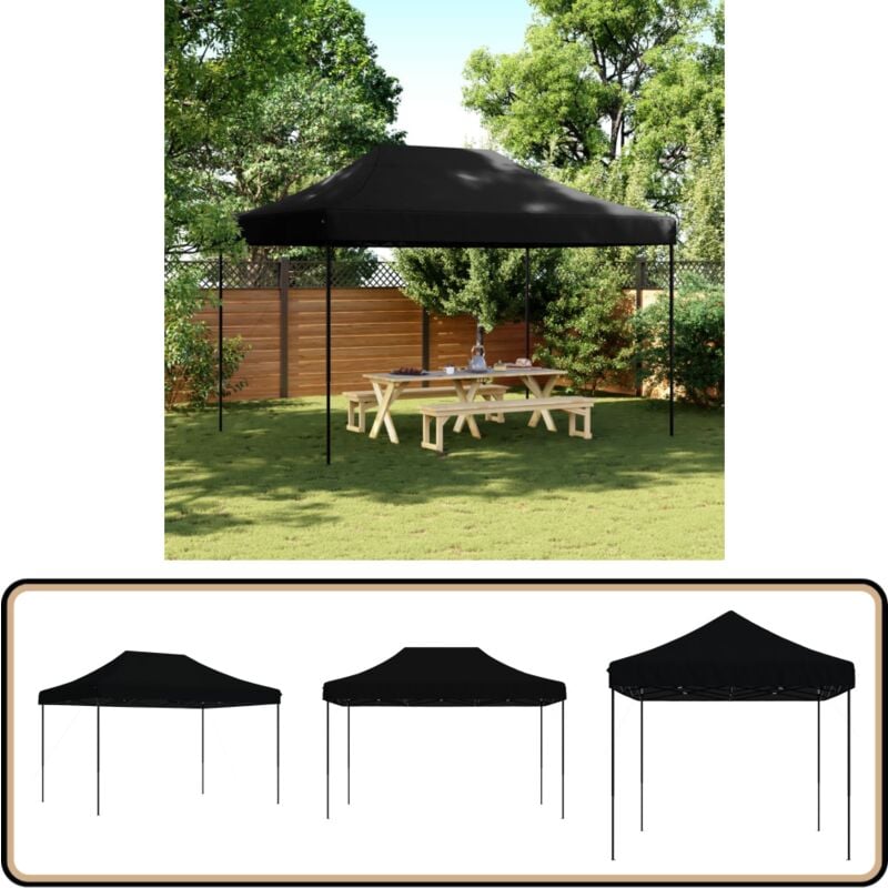 Partyzelt Faltbar Pop-Up Schwarz 410x279x315 cm - Outdoor-Pavillon - Gartenpavillon - Markise - Sonnenschutz - Festzelt