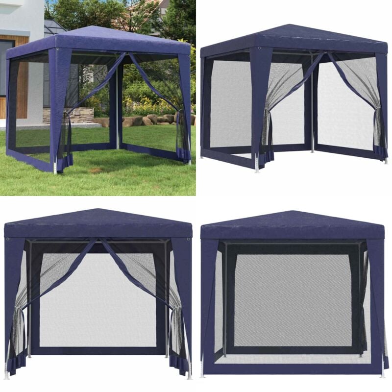 Vidaxl - Partyzelt mit 4 Mesh-Seitenwänden Blau 2,5x2,5 m hdpe - Partyzelt - Outdoorzelt - Gartenpavillon - Festzelt - Sommergarten - Home & Living