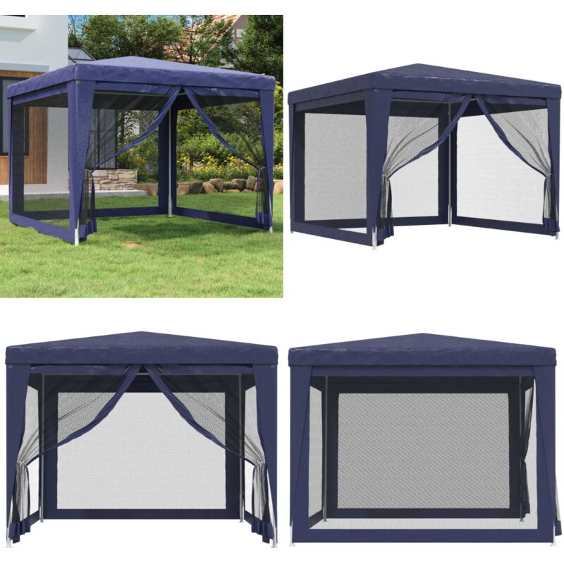 Vidaxl - Partyzelt mit 4 Mesh-Seitenwänden Blau 3x3 m hdpe - Partyzelt - Outdoorzelt - Gartenparty - Festzelt - Sommergarten - Home & Living