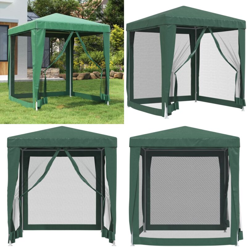 Vidaxl - Partyzelt mit 4 Mesh-Seitenwänden Grün 2x2 m hdpe - Partyzelt - Gartenpavillon - Outdoorzelt - Sommergarten - Festzelt - Home & Living